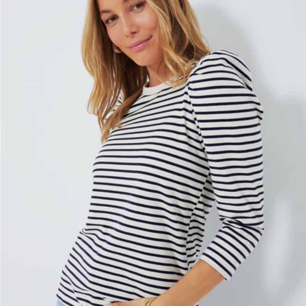Pomander Place Navy and White Striped Long Sleeve Tee
